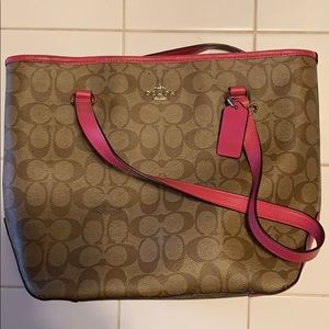 Brown/pink Coach shoulder purse